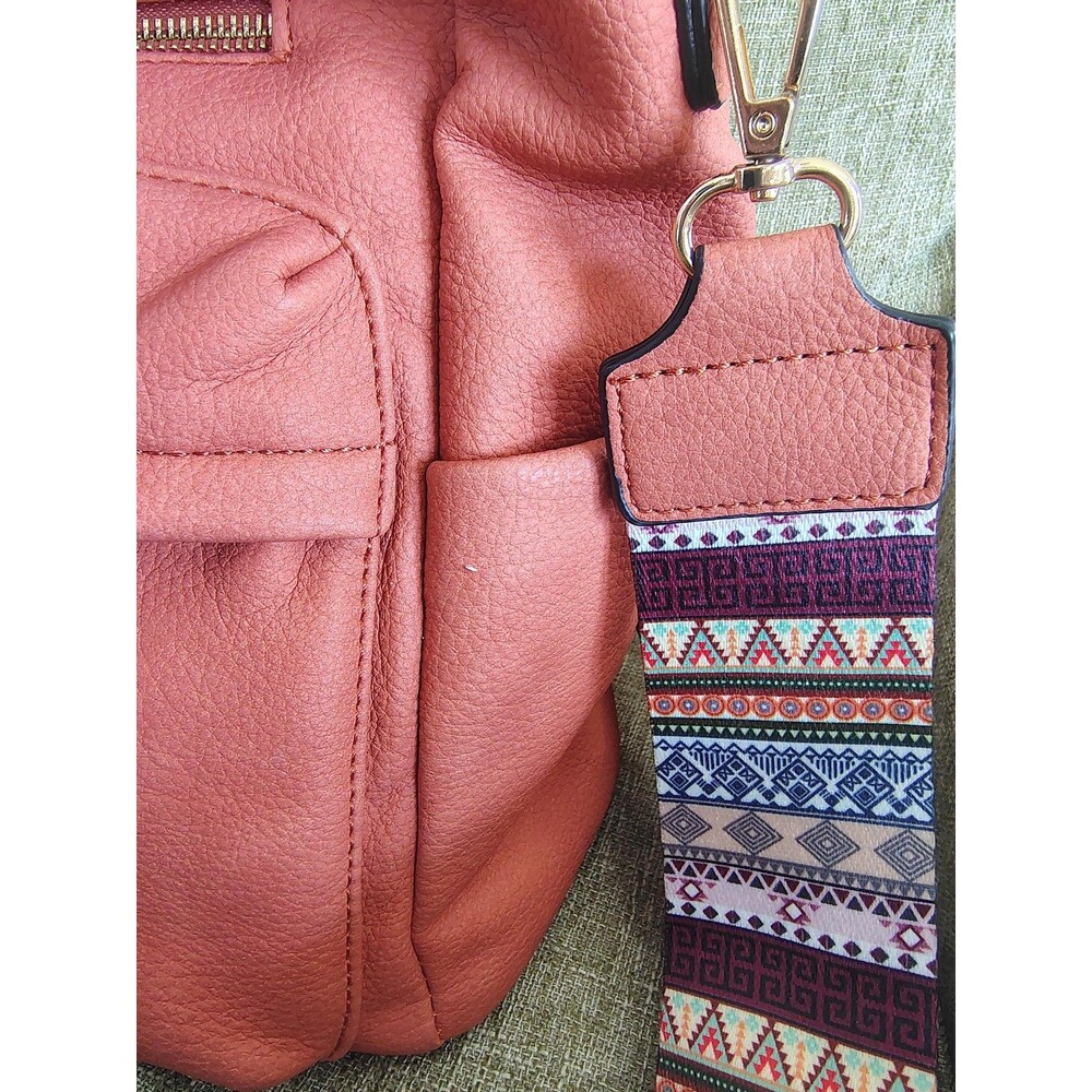 Jen Co Backpack Medium Orange Vegan Faux Leather Convertible Boho Strap Purse 1x - Picture 8 of 16